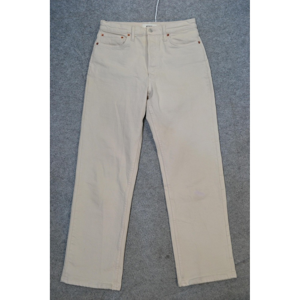 Buck Mason Jeans Mens 30x30 Beige Straight Fit Stretch Denim Button Fly 5 Pocket